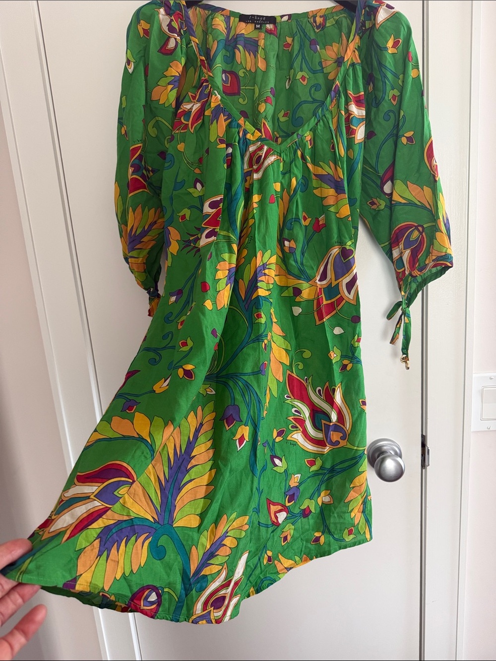 t Bags Los Angeles silk cotton 3/4 sleeve tunic dress size M